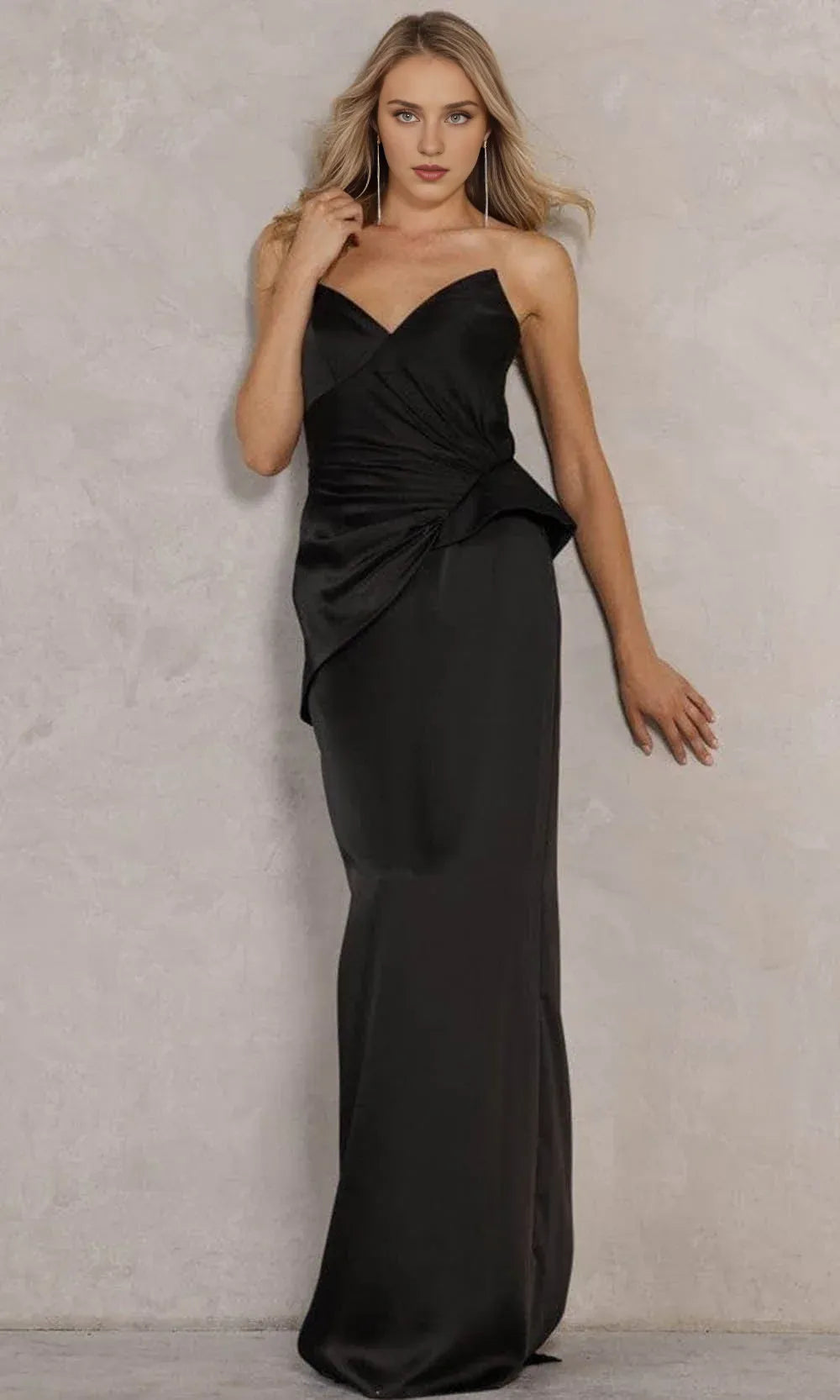 Strapless Pleated Sleeveless Evening Prom Gown Can Be Customized In Plus Size To Match Floor Length